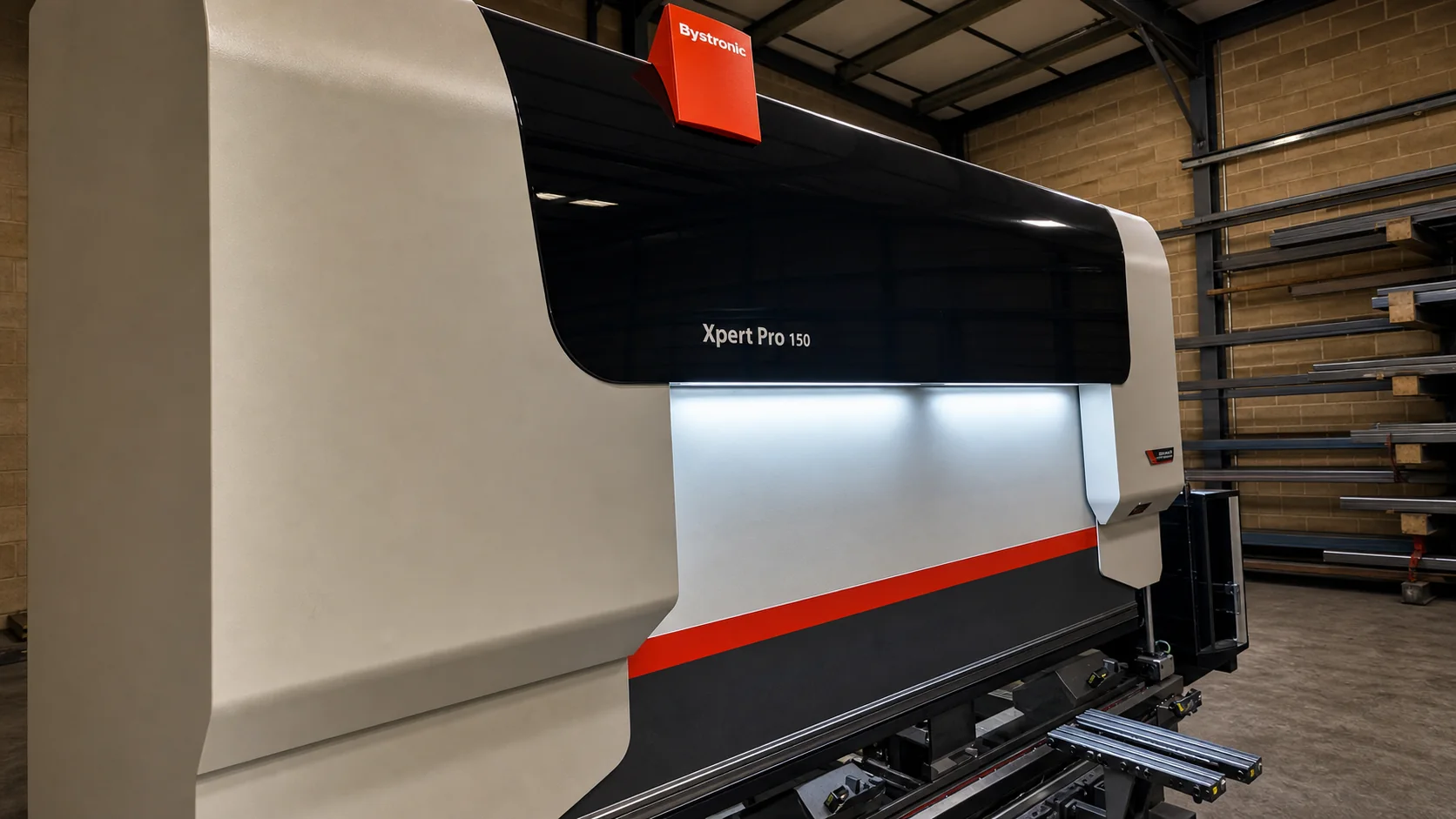 Clean Bystronic Xpert Pro 150 press brake in the Hurstbourne Forge workshop