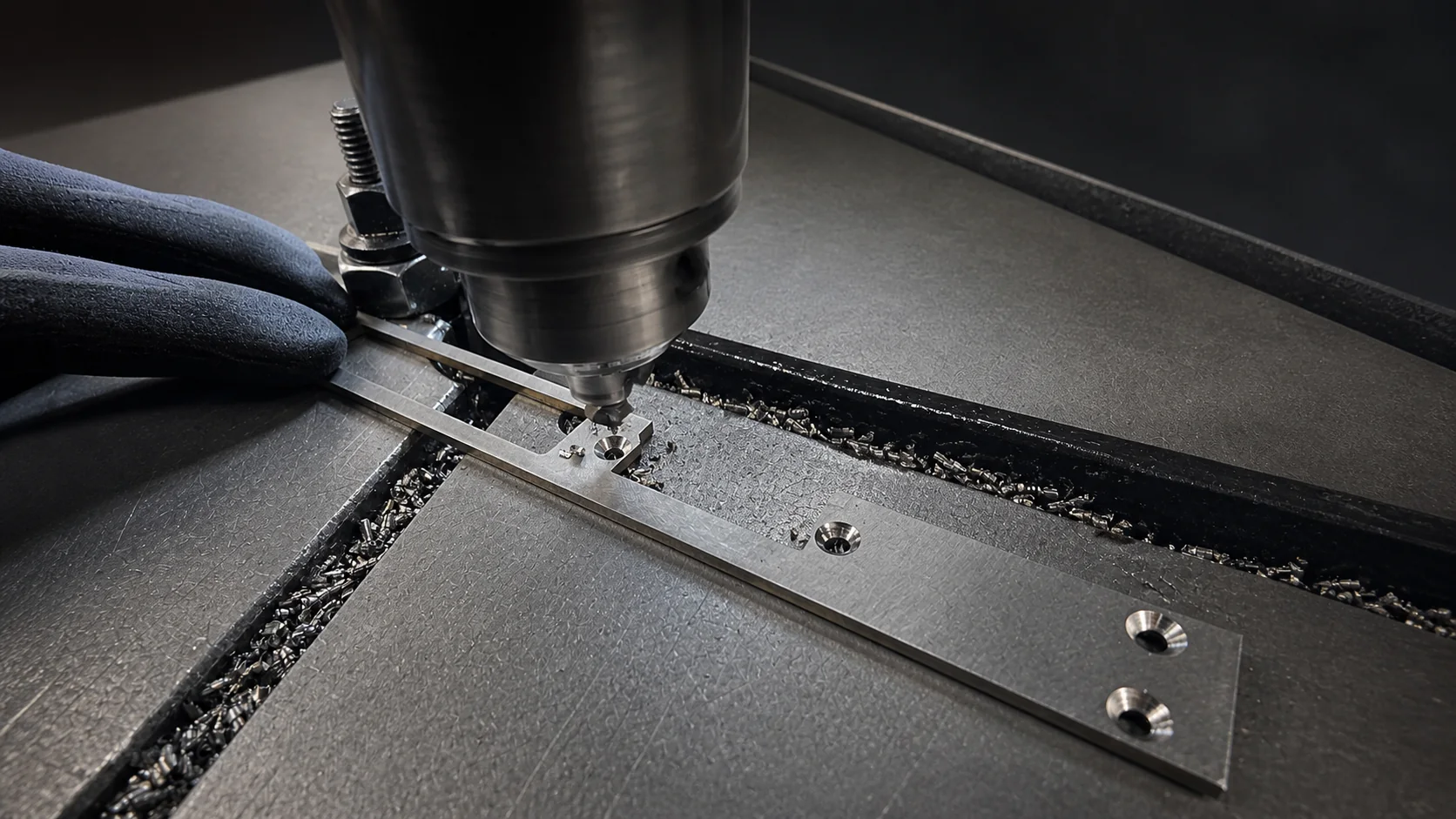 Countersinking a precision hole in a laser-cut sheet-metal part